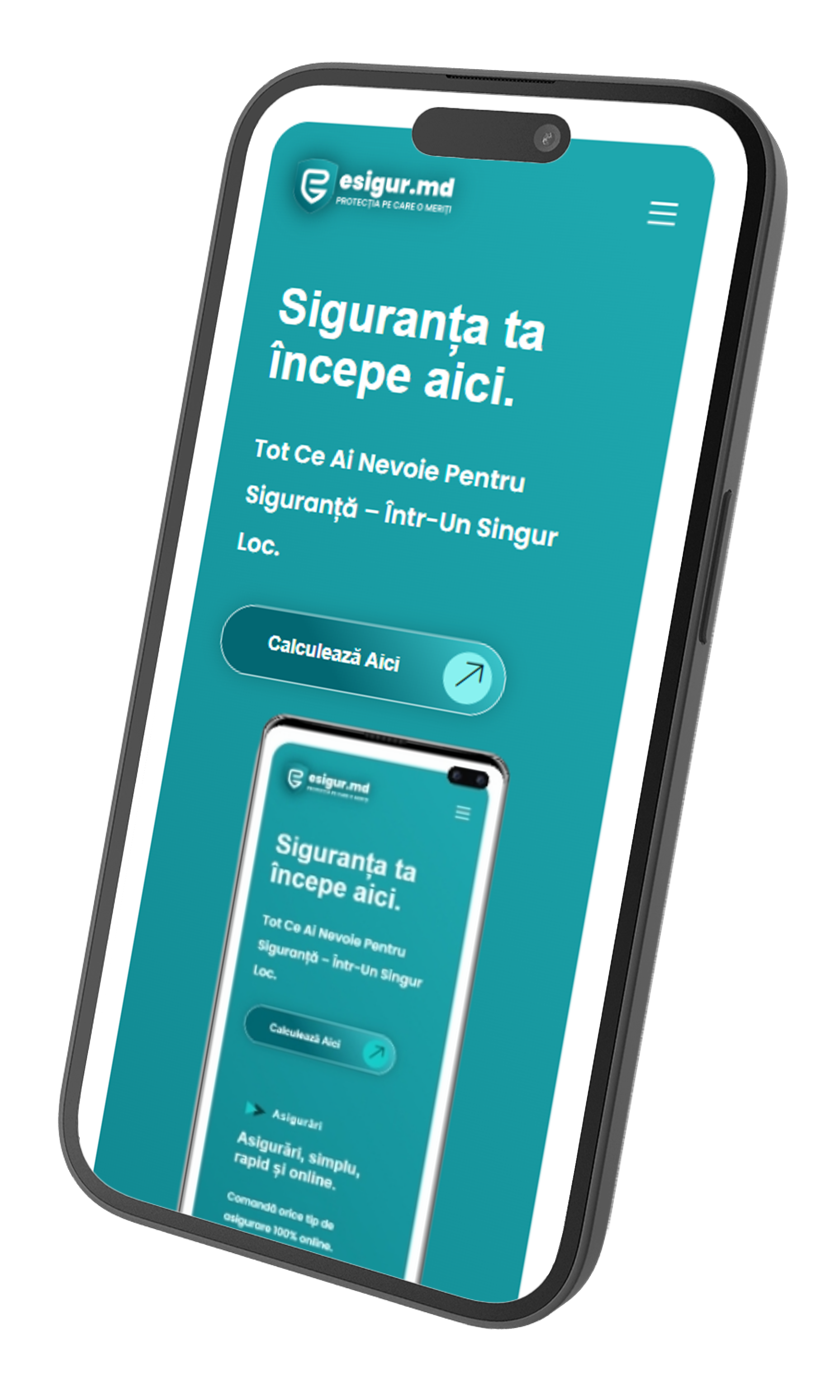Aplicația Esigur pe telefon mobil - calculator asigurări online Moldova